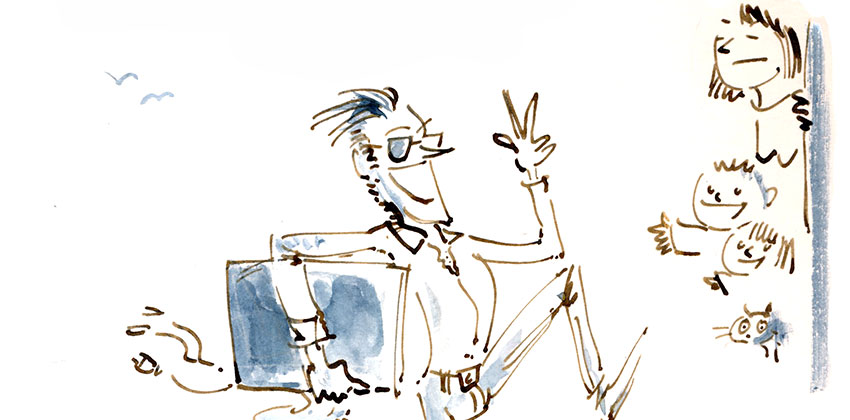 Comic character goes to work from home