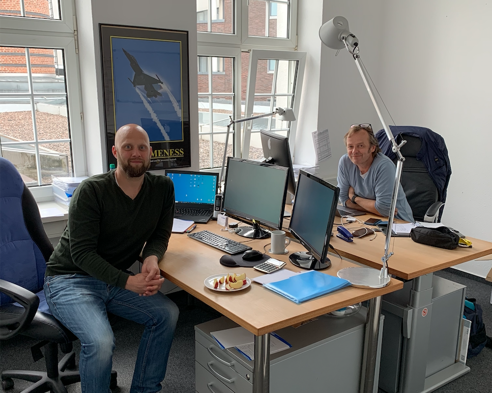 Claas Beuke and Stephan Probst in the Drive office