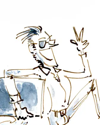 Comic-Charakter geht ins Home-Office