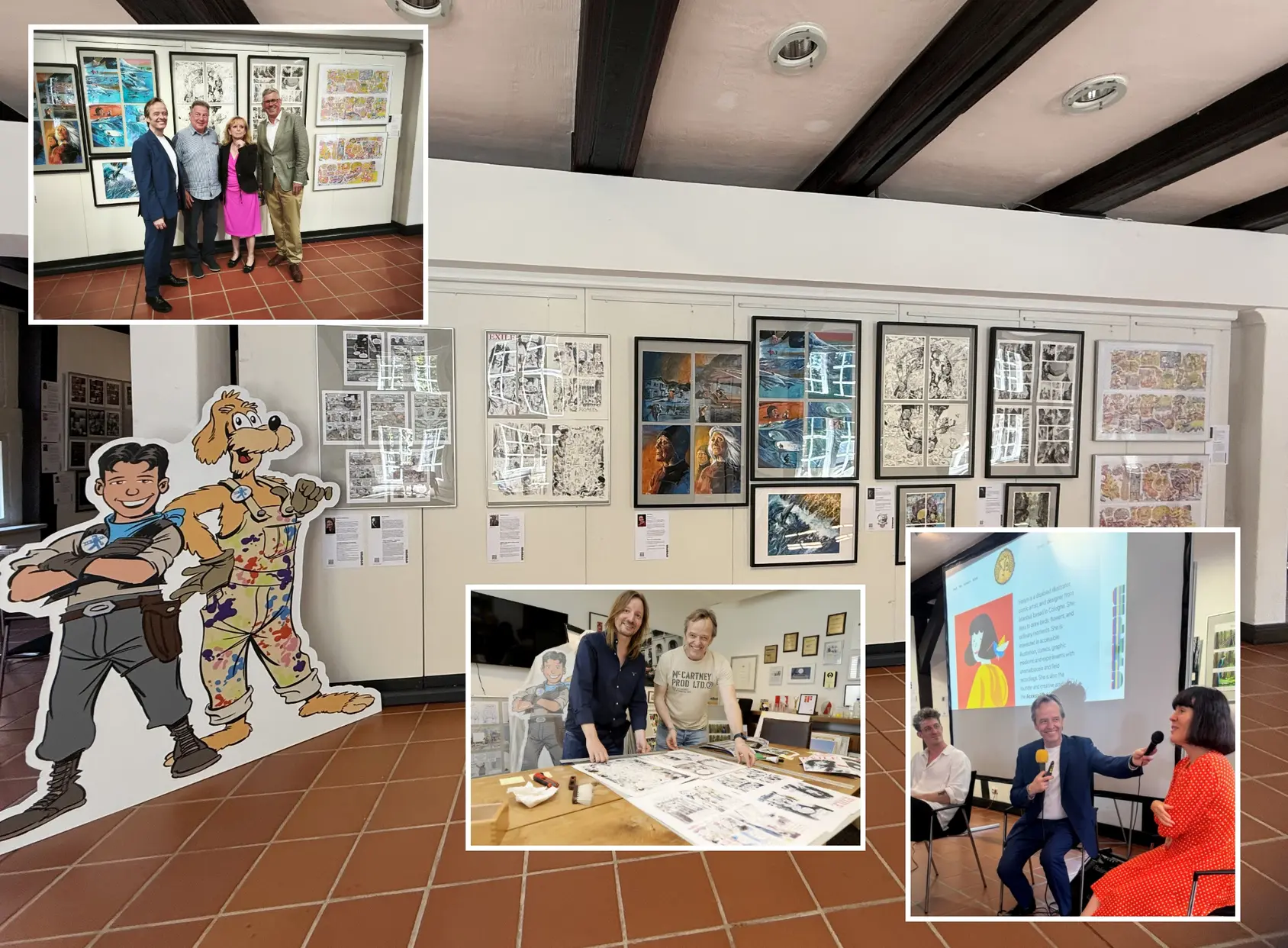Collage mit Eindrücken der UTOPIA-Ausstellung, Künstlern und dem Vortragsprogramm