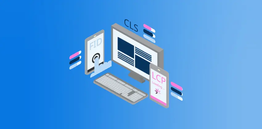 Grafik der Core Web Vitals First Input Delay, Largest Contentful Paint und Cumulative Layout Shift