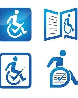 Mehrere Icons von Mensch in Rollstuhl