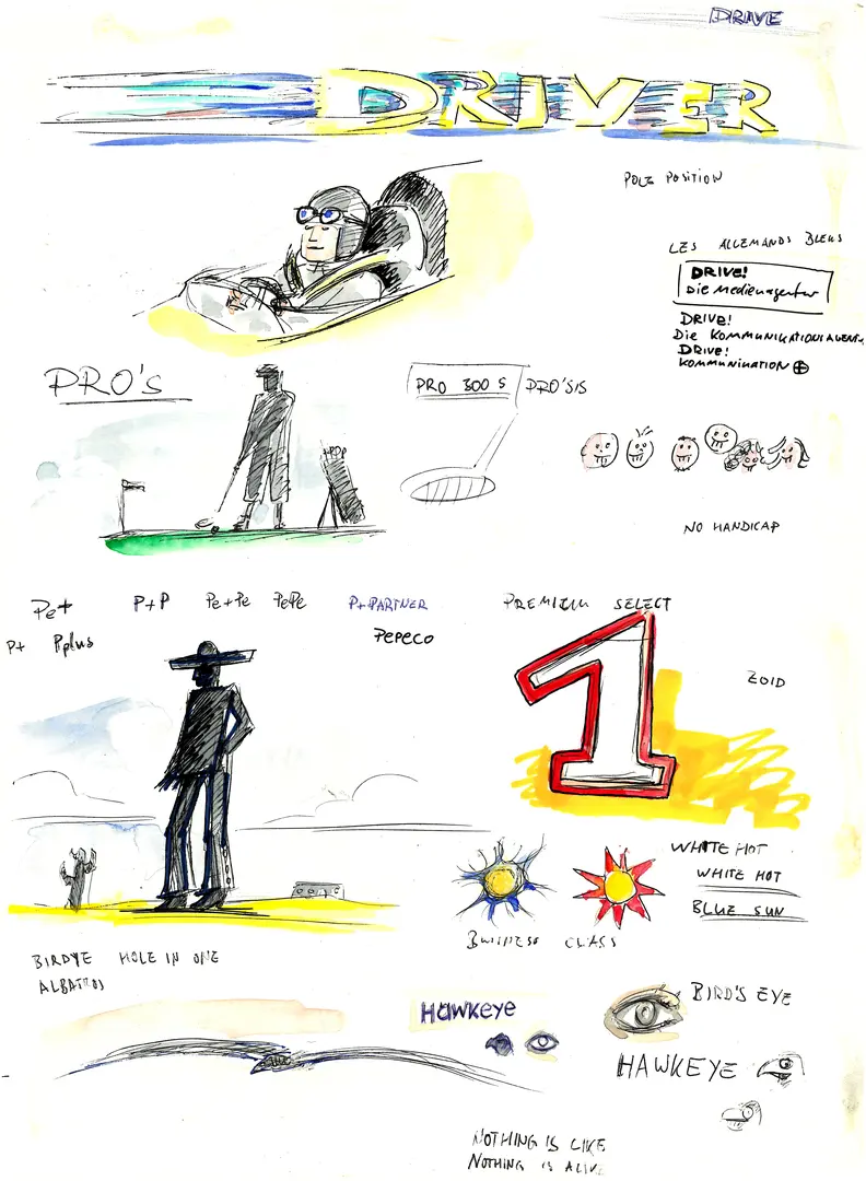 Initial list of names when founding a digital agency Various sketches