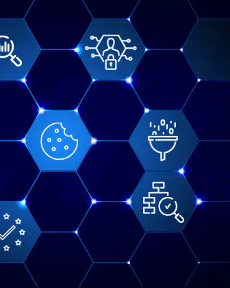 Grafik mit verschiedenen Icons: Cookie, DSGVO, Daten