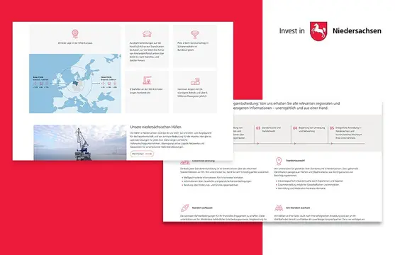 Image of the Invest Niedersachsen project with a new website design