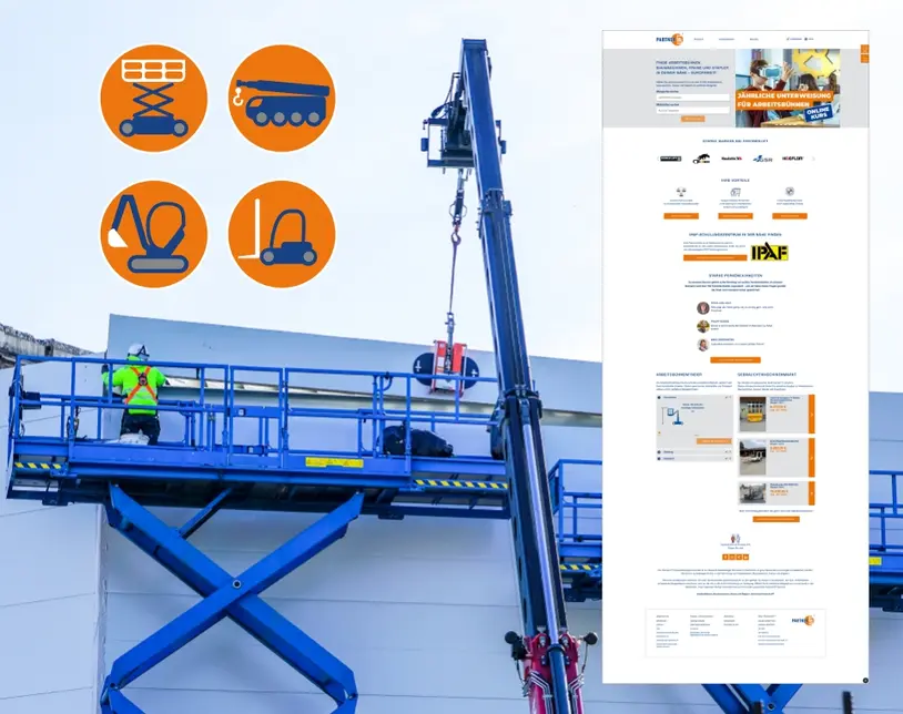 Partner Lift website with photo and icons