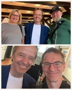 Two photos with the artists and impressions from the exhibition opening