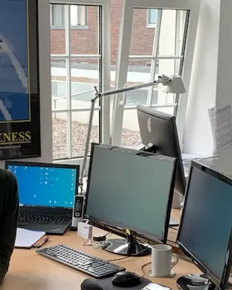 Claas Beuke und Stephan Probst im Büro von Drive