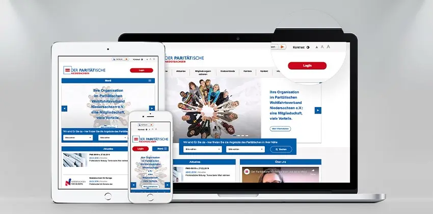 Website paritätischer.com auf verschiedenen Geräten