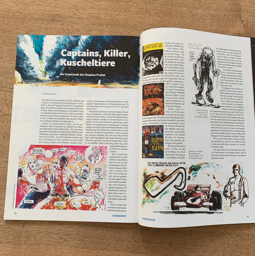 Zeitschriftenartikel "Captains, Killer, Kuscheltiere - Die Comicwelt des Stephan Probst"
