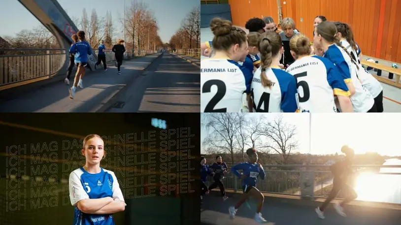 Handballspielerinnen des SC Germania List beim gemeinsamen Training
