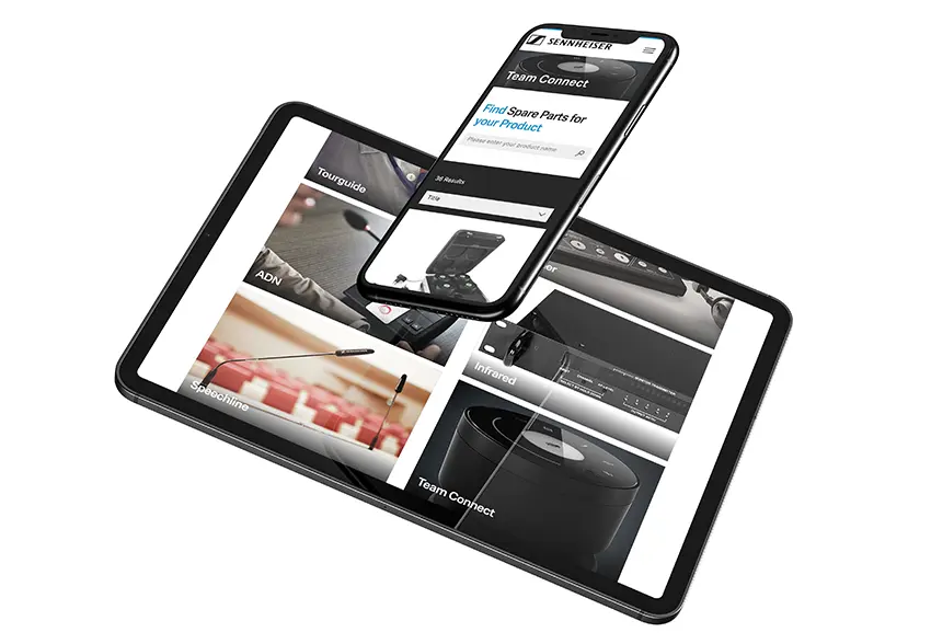 Sennheiser website on tablet and smartphone