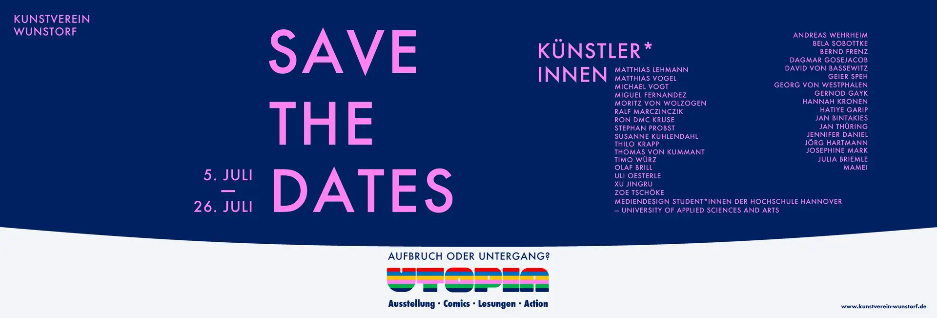 Image of the invitation to the reception for the “UTOPIA - Breakthrough or Collapse?” exhibition.