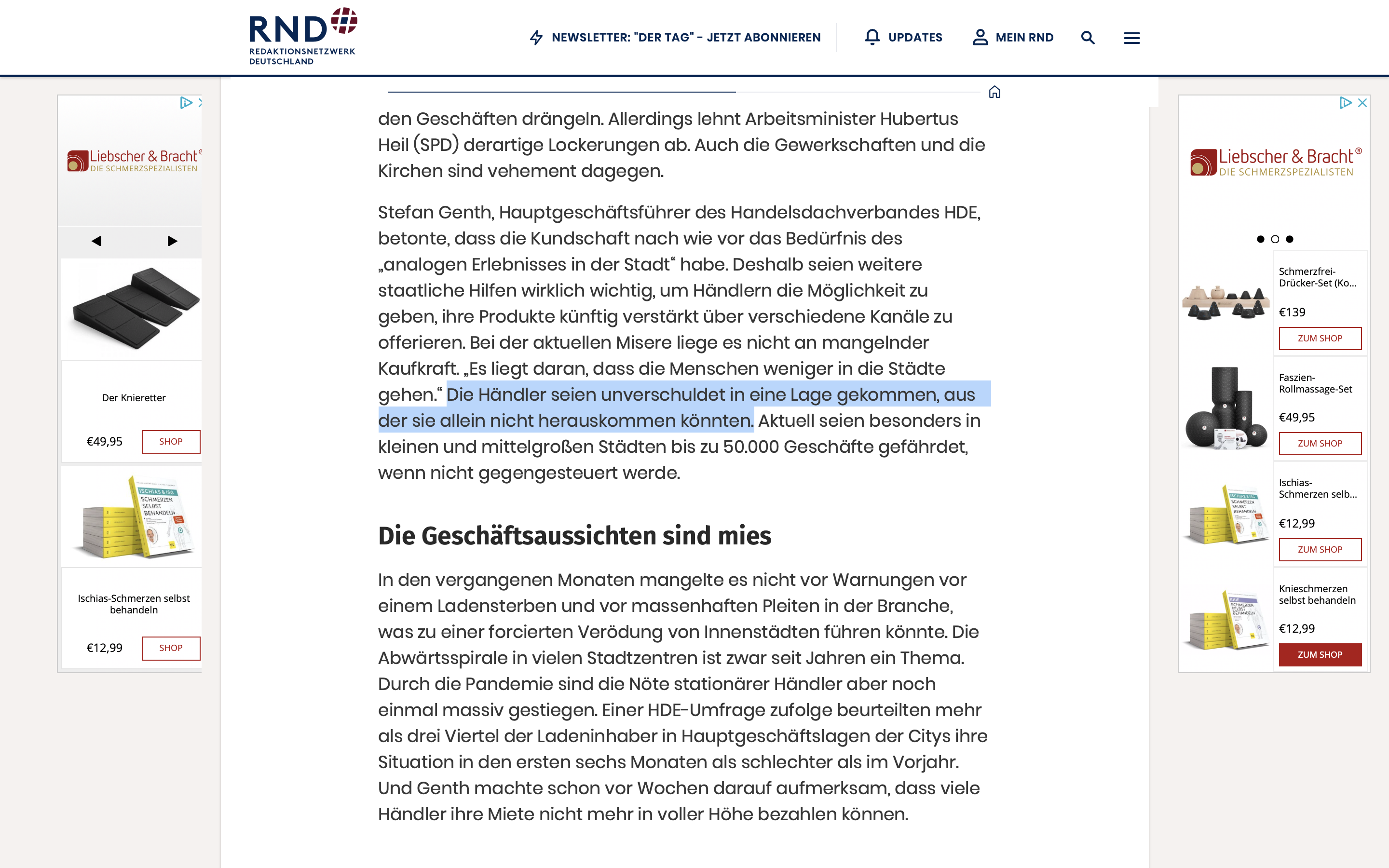 "Die Händler seien unverschuldet in eine Lage gekommen, aus der sie allein nicht herauskommen könnten."